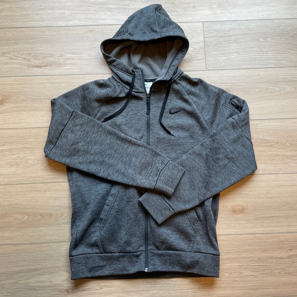 Nike Therma-FIT Full Zip Hoodie Mens Small Gray Heather Fleece Jacket 94